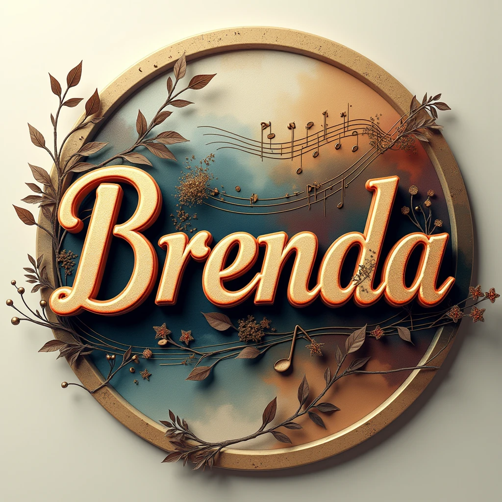 BreNda text logo, correct text, capital text, artistic text, organized text, extreme detail, 4k, masterpiece artworks, abstract arts, musical theme background