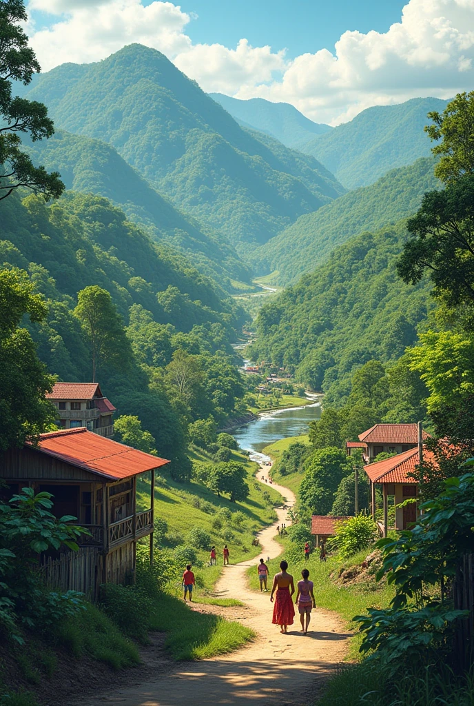 Create an image to draw about the province of Chiriqui in the Baru area with the following geographical factors:
Climate
Soil
Water
Land
Relief
Vegetation
Other factors:
Health
Security
Economy
Education
Public services
Transportation