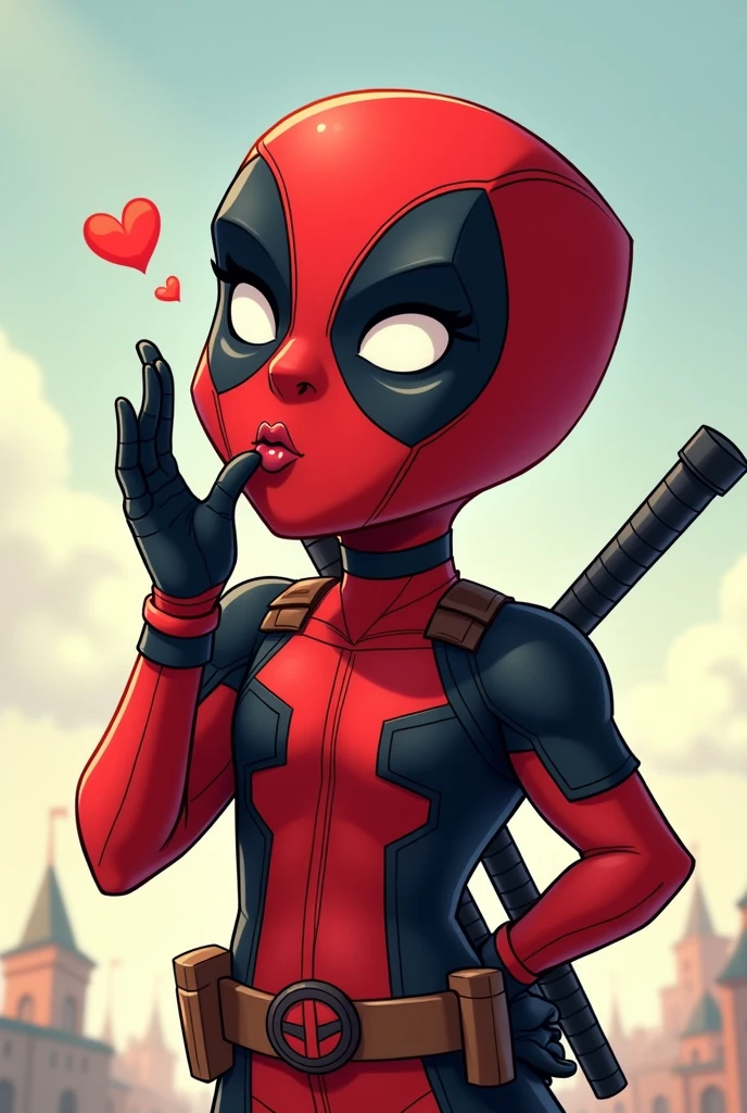 DEADPOOL CARTOON BLOWING A KISS

