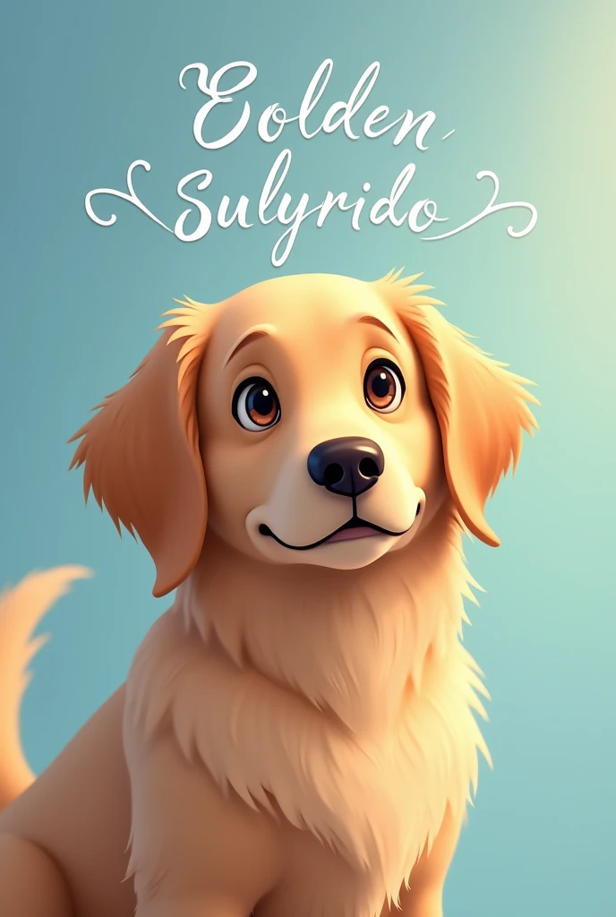 Animated image of cute golden retriever face with title in Spanish
"The diary of my faithful friend" with elegant and stylish font and blue gradient background
