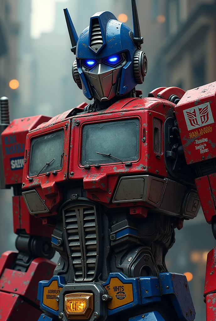 Optimus prime half body shoot.. stripe sticker logo "penat bercinta" kaki janda" "rindu itu berat""kenderaan berat ikut kiri". rescue sticker"on body.