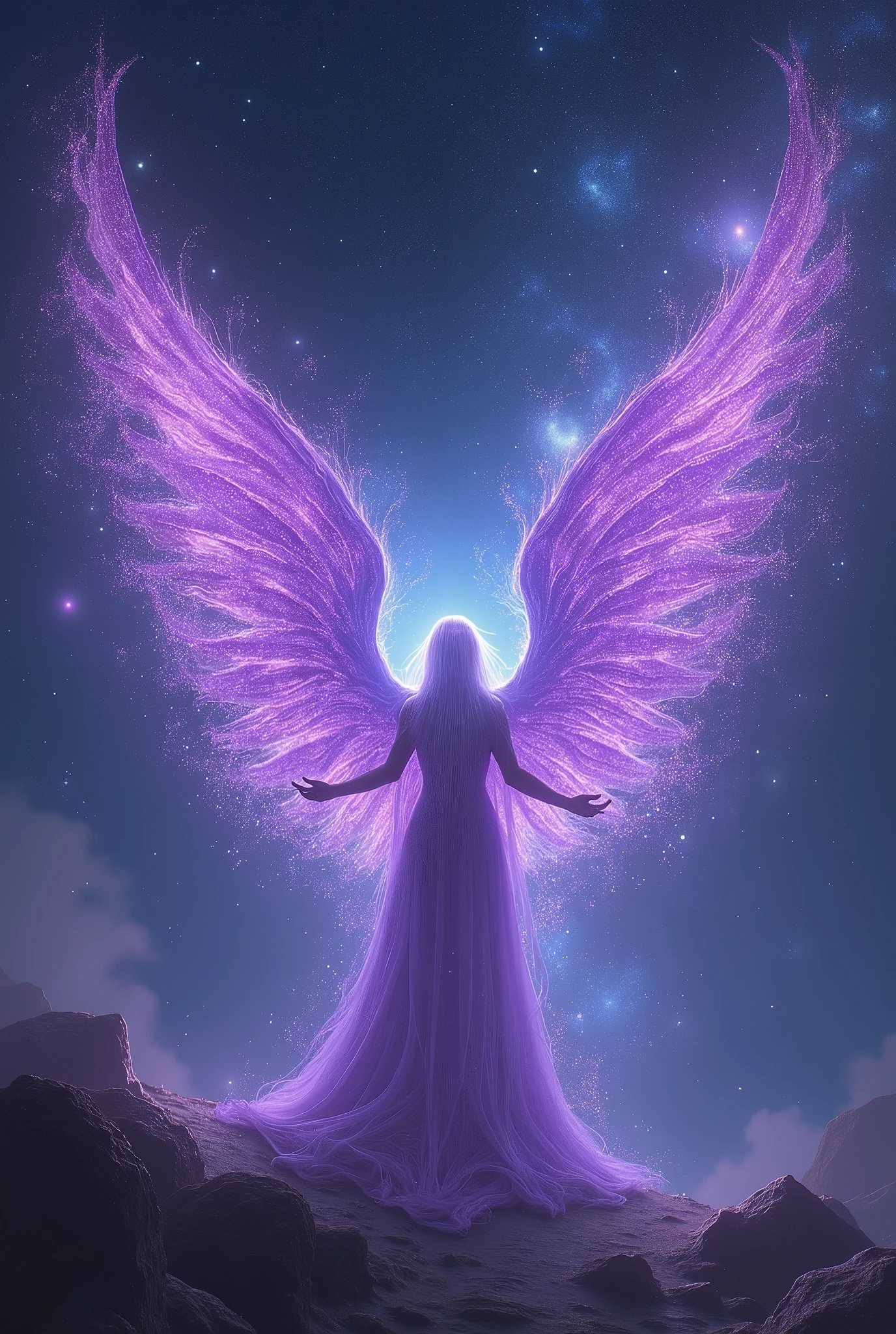 The noble and mysterious purple wings of the starry sky seem to be able to accommodate the vast sea of stars