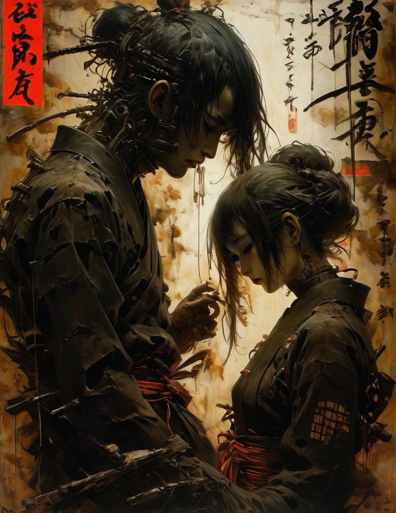 art by Charles Douglas Richardson and Mór Than and John Berke, vengeful and bustling atmosphere, silhouettes, characters outlined against a bright background, evoking intimacy without explicit details, aesthetic of japanese ukiyo, framing, ingenious opus magnum with unrivaled details,