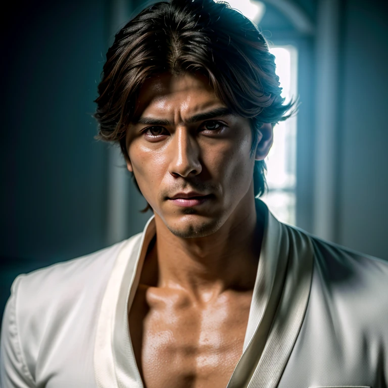 (masterpiece, Best Quality:1.2),1 chico,Alone,(Sosuke Aizen),close up,Pose Rudo,bleach, powerful aura, purple aura,8k,64k, High Definition, unparalleled masterpiece, dynamic lighting, cinematographic, epic