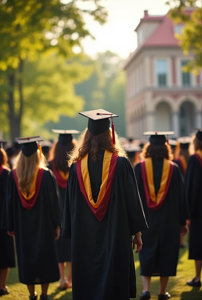 Group of students with their backs turned about to graduate