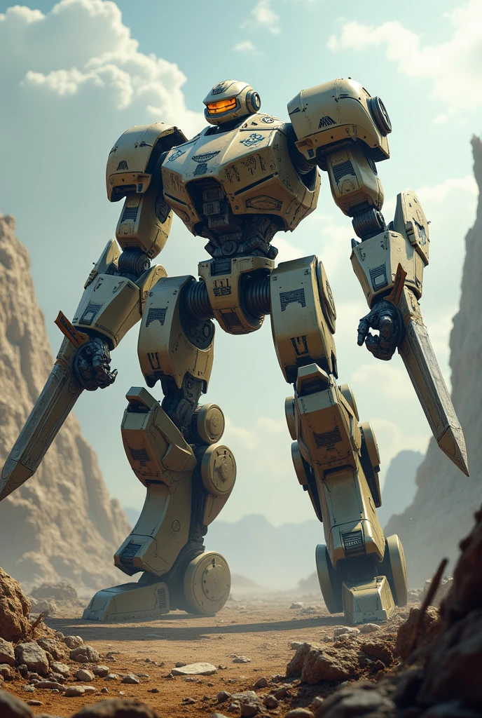 I want a giant gladiator robot with two swords