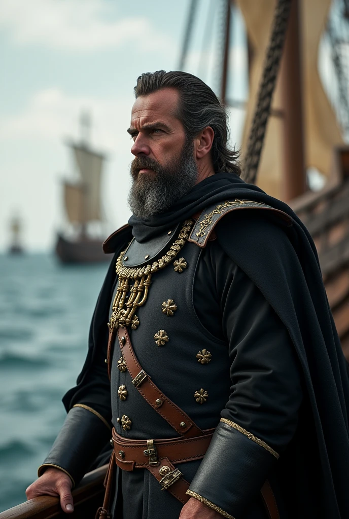 Steve Austin , Medieval naval general in black uniform