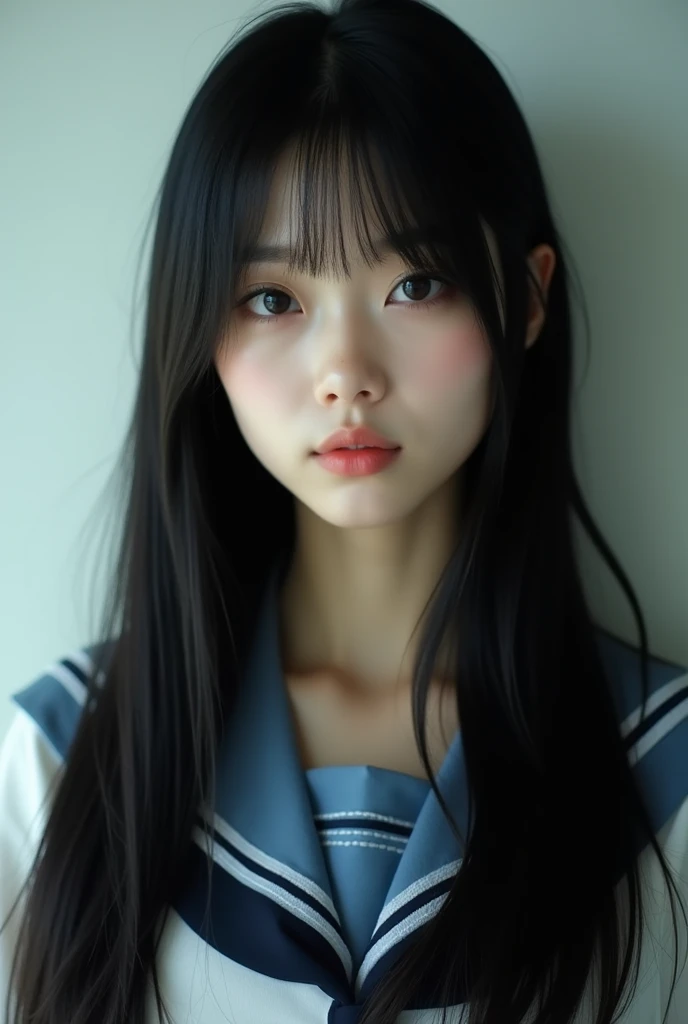 RAW Photos、high school girl、School uniforms、Long straight black hair、Beauty