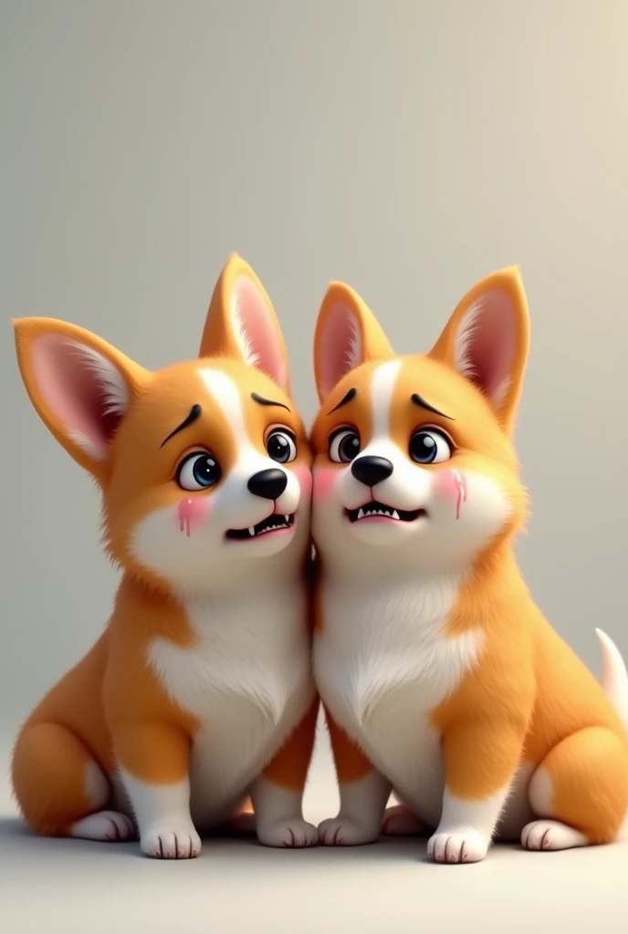 Two corgi crying