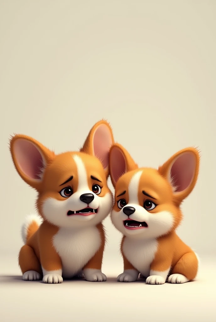 Two corgi crying