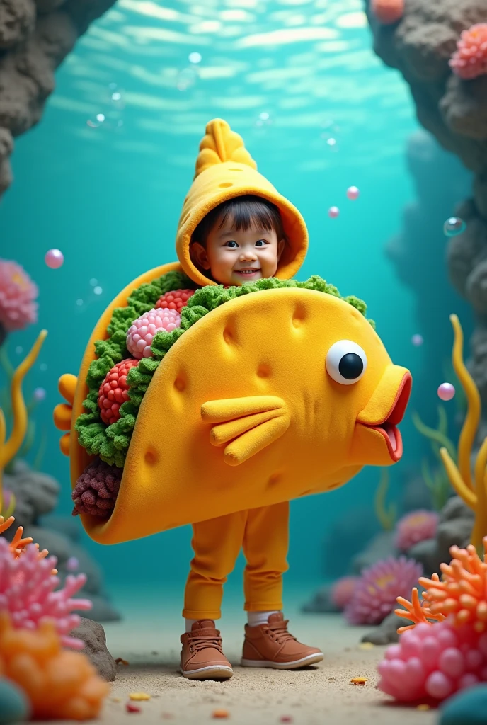 Taco costume for kids dressed as a fish 