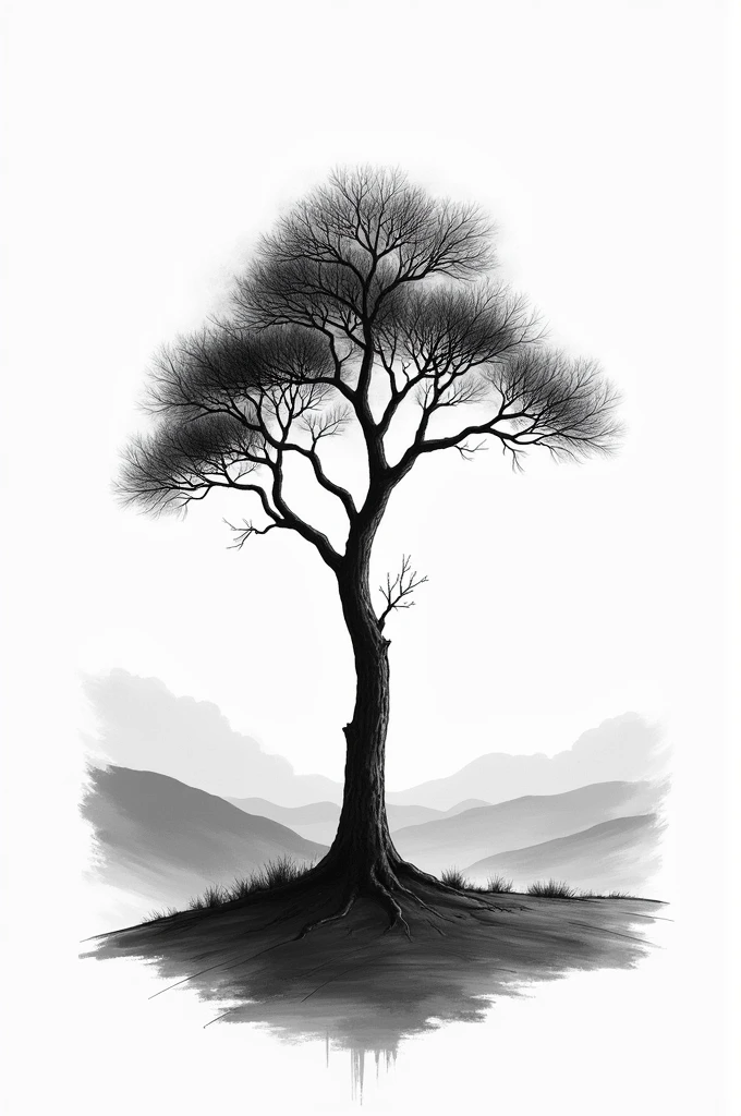 Create an original black and white landscape tattoo