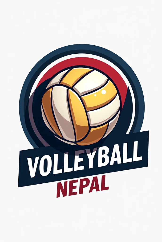 Create a volleyball Nepal round logo with volleyball and text is volleyball Nepal