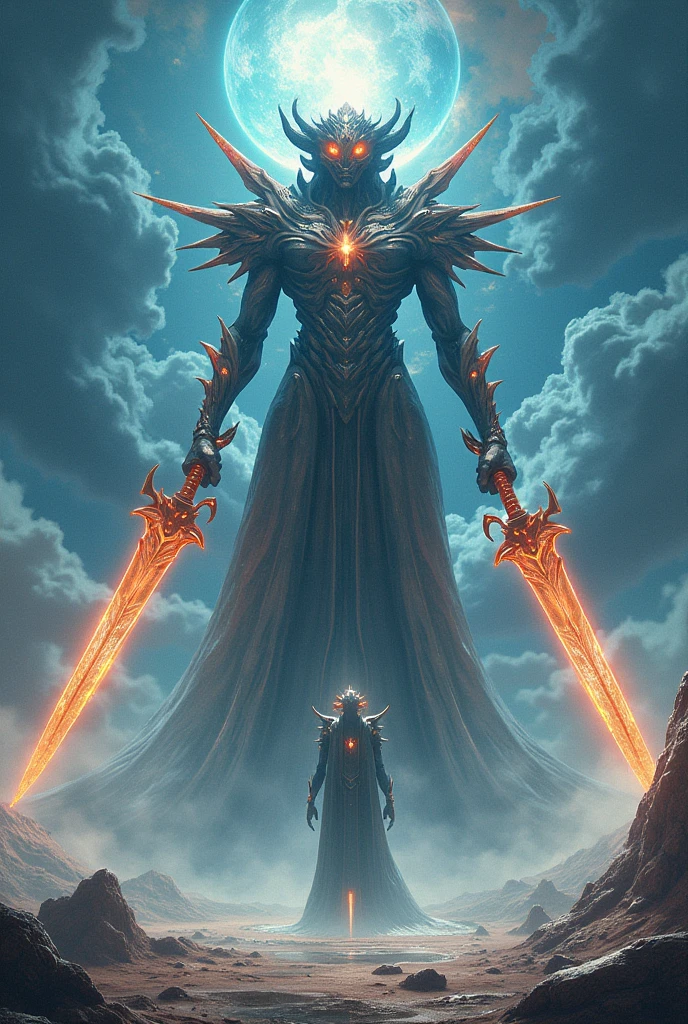 I want a giant celestial alien with two anime swords