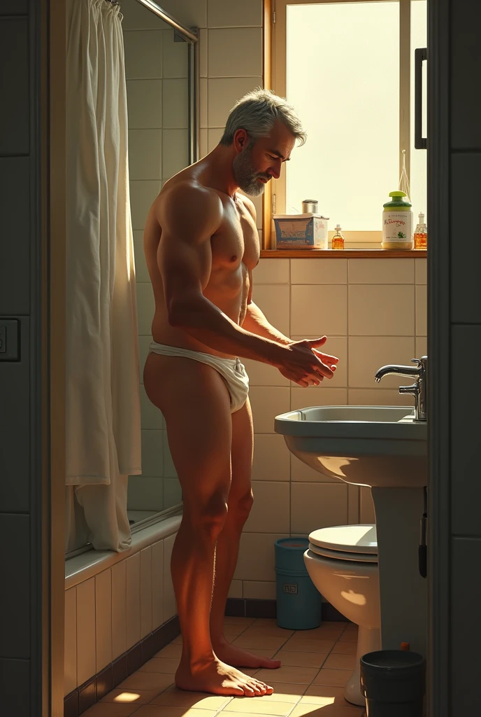 Ramu bathroom working without clothes