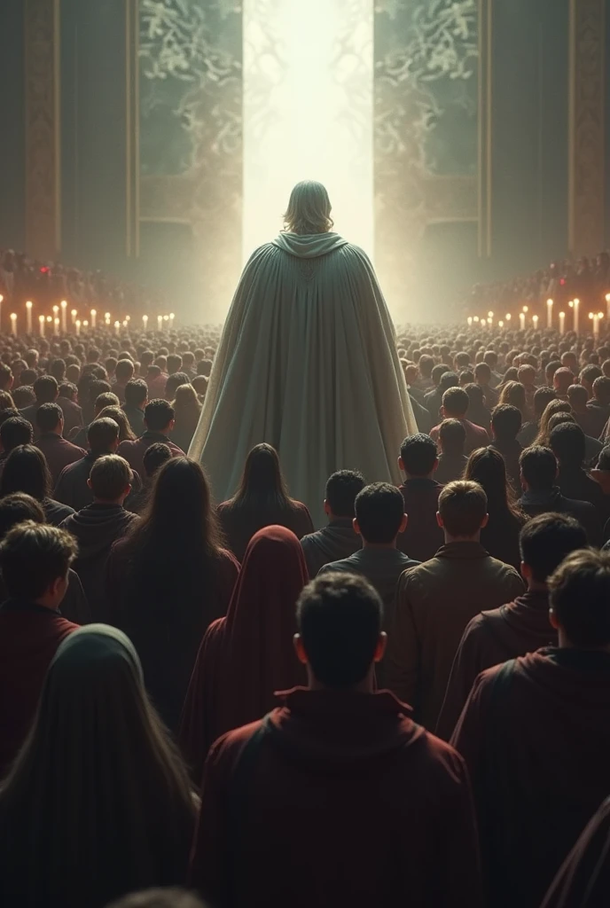 Make an image of many people following the antichrist as if they were unpenetrated. 