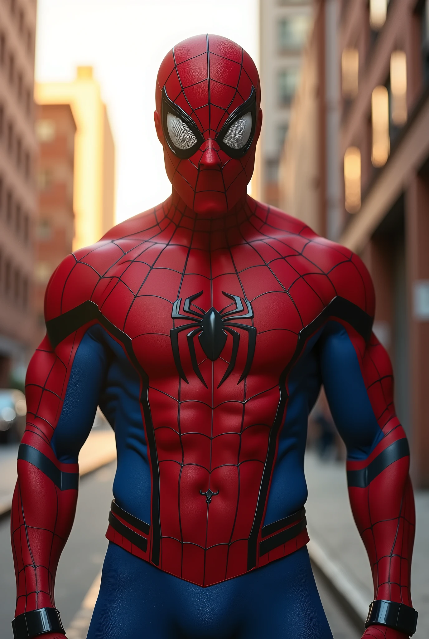 create images, a strong and handsome man, using the spiderman mask only, he's naked