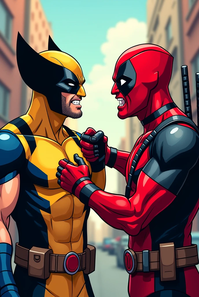 WOLVERINE AND DEADPOOL PLAYING, coloring image
