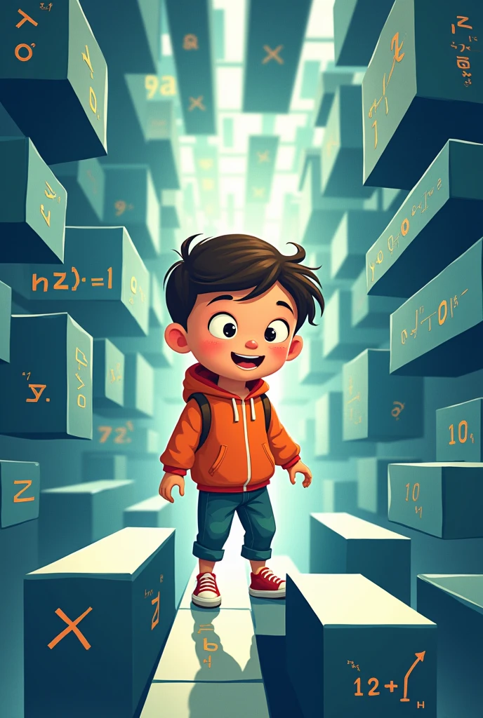 I need to create a logo of a child inside a mathematical maze where he must find the exit