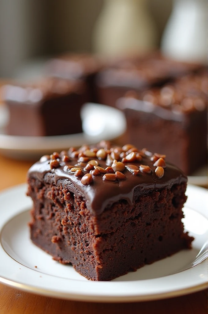 In a blender, beat the eggs, sugar, the oil, the chocolate and the wheat flour.

2 Pour the dough into a bowl and add the warm water and yeast., mixing well.

3 Pour the batter into a greased pan and bake in a medium-high oven. (200° C), preheated, for 40 minutes.

4 Unmold while still hot.

5 Topping In a pan, Bring all the ingredients to a boil.