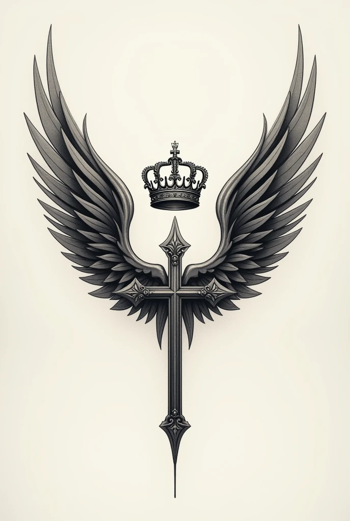 crown and wings and cross for tattoo something simple