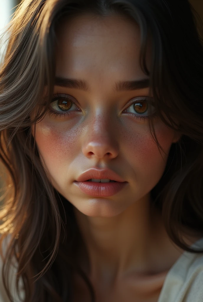 (photorealism:1.2), a beautiful girl, brown fur, light brown eyes. slightly tanned complexion, crying wet