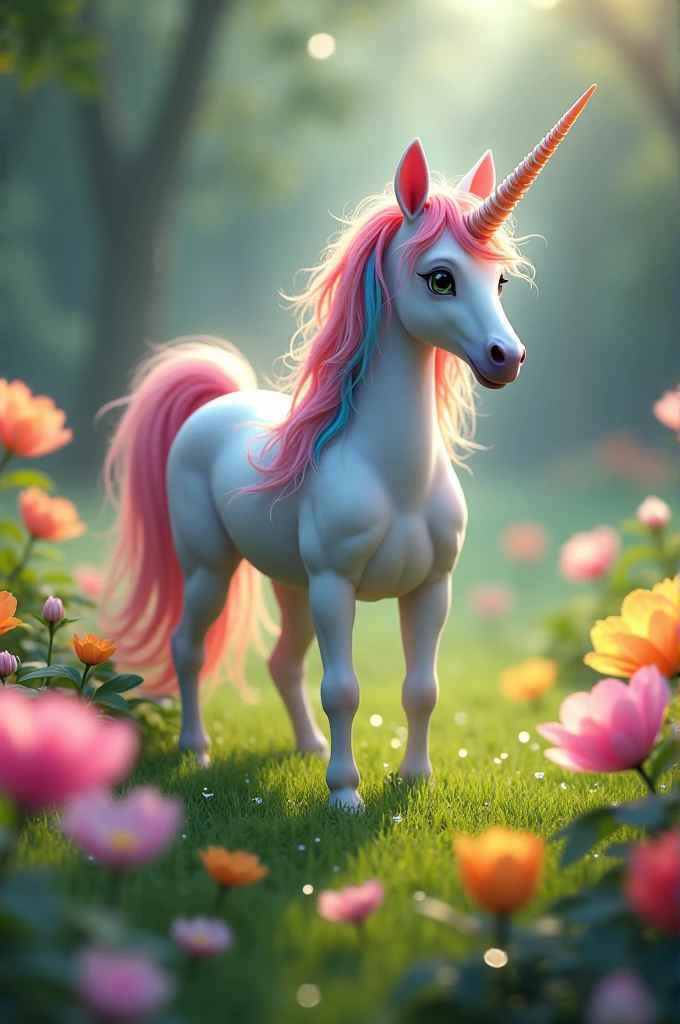 Cute unicorn with rainbow