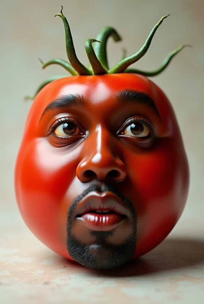 Recreate a tomato with Kanye West's face in great detail