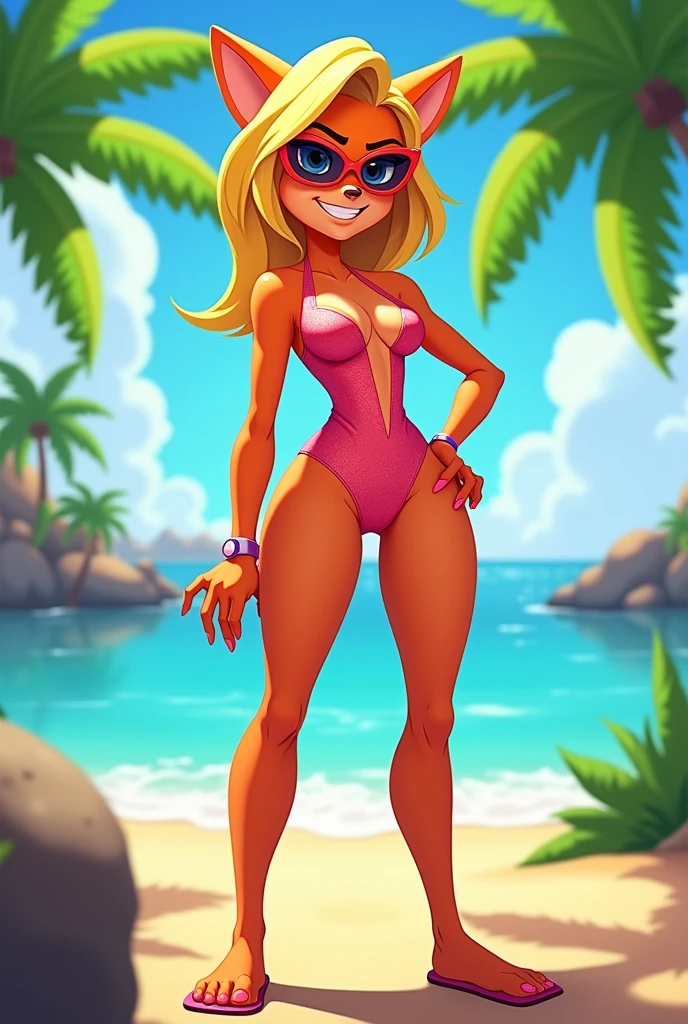 Draw coco bandicoot in a swimsuit 