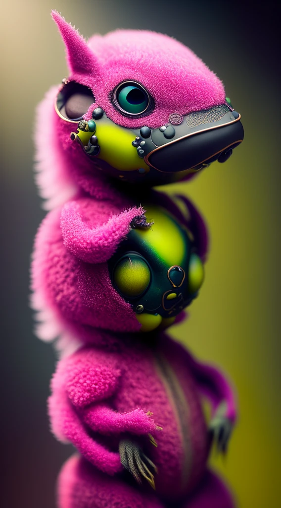 Cute creature from Space. terraforming. Alien Flora, Miki Asai Macro photography, close-up, hyper detailed, trending on artstation, sharp focus, studio photo, intricate details, incorporate hot pink and neon green, highly detailed, by greg rutkowskidetailed face, detailed skin