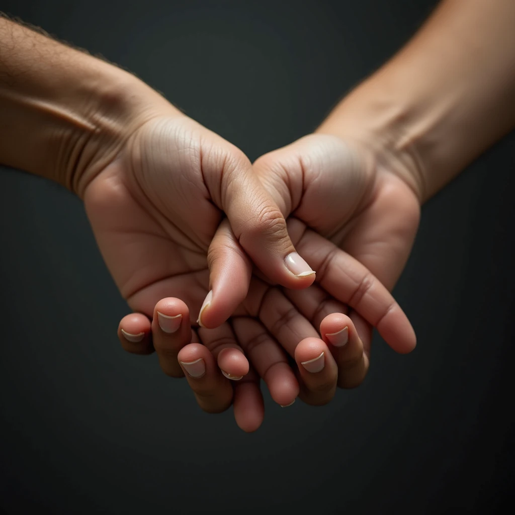 interlocked fingers, close up,