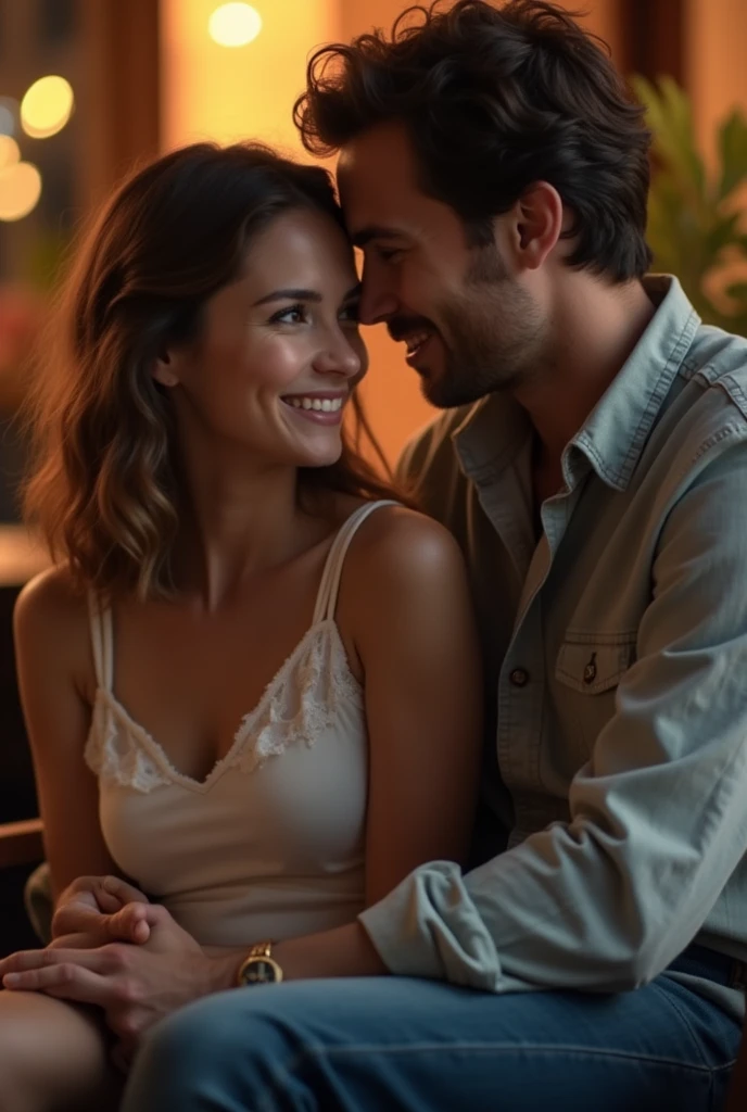 Lastly, together we sat to each other, his arm snaked around me, he stare at me, while I'm smiling and focus infront of the camera. They're on a date