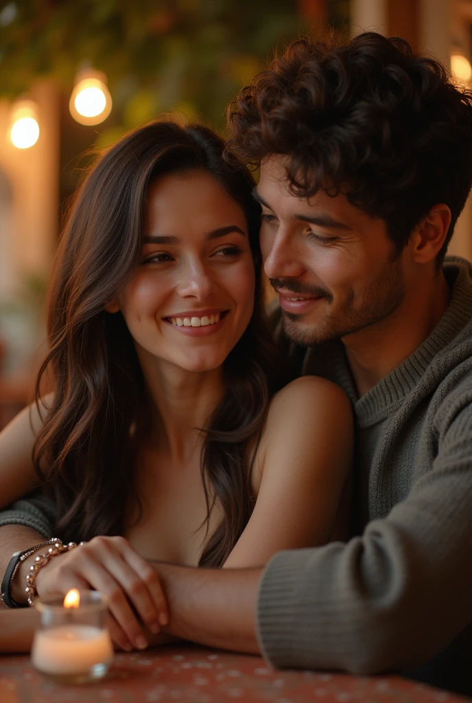 Lastly, together we sat to each other, his arm snaked around me, he stare at me, while I'm smiling and focus infront of the camera. They're on a date