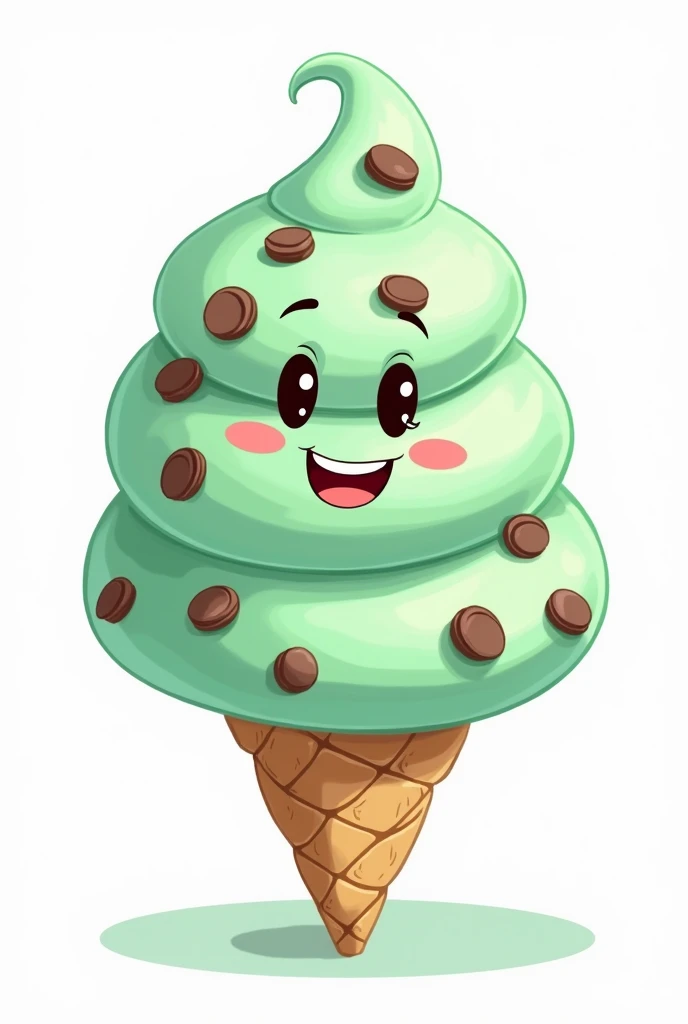 Chocolate mint gelato cartoon 2nd with white backround