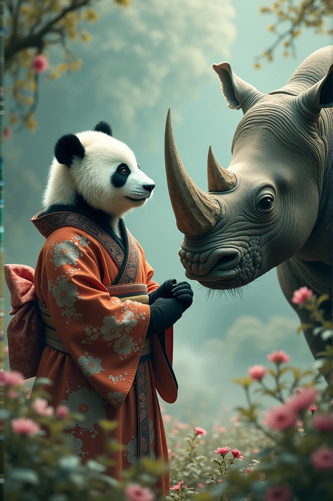 Panda kimono symbol, dropping a rhino