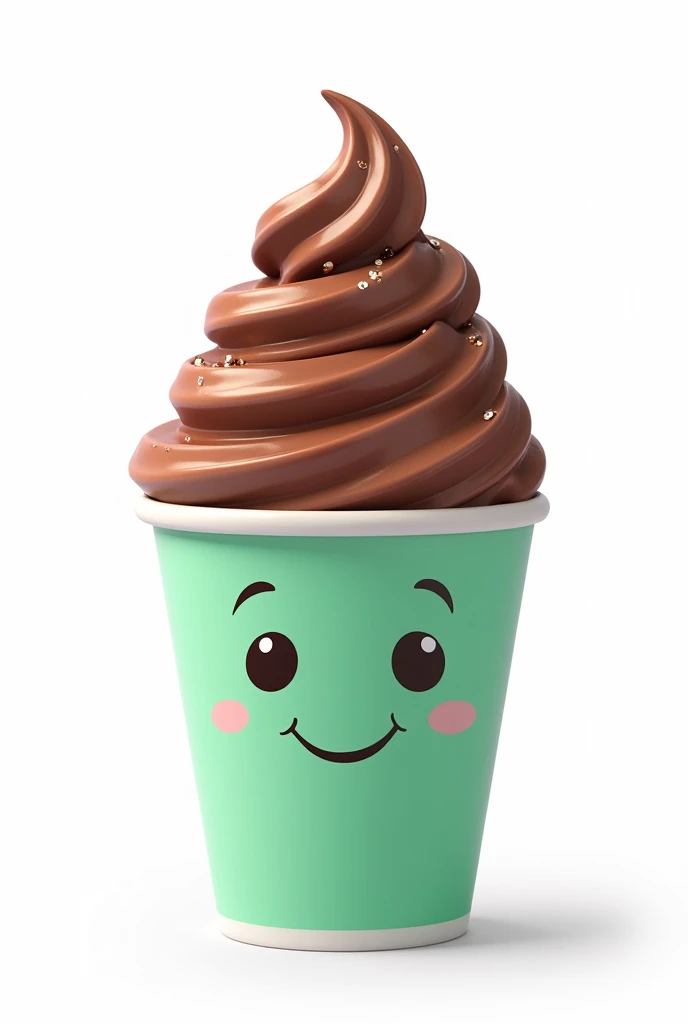 Chocolate mint gelato on a cup cartoon 2nd with white backround