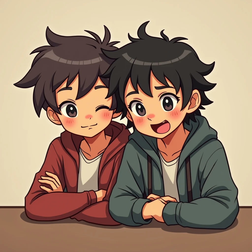 1boy and 1girl, leaning together,