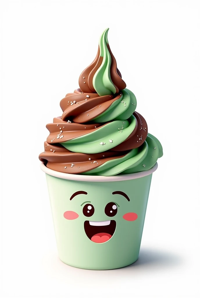Chocolate mint gelato on a cup cartoon 2nd with white backround