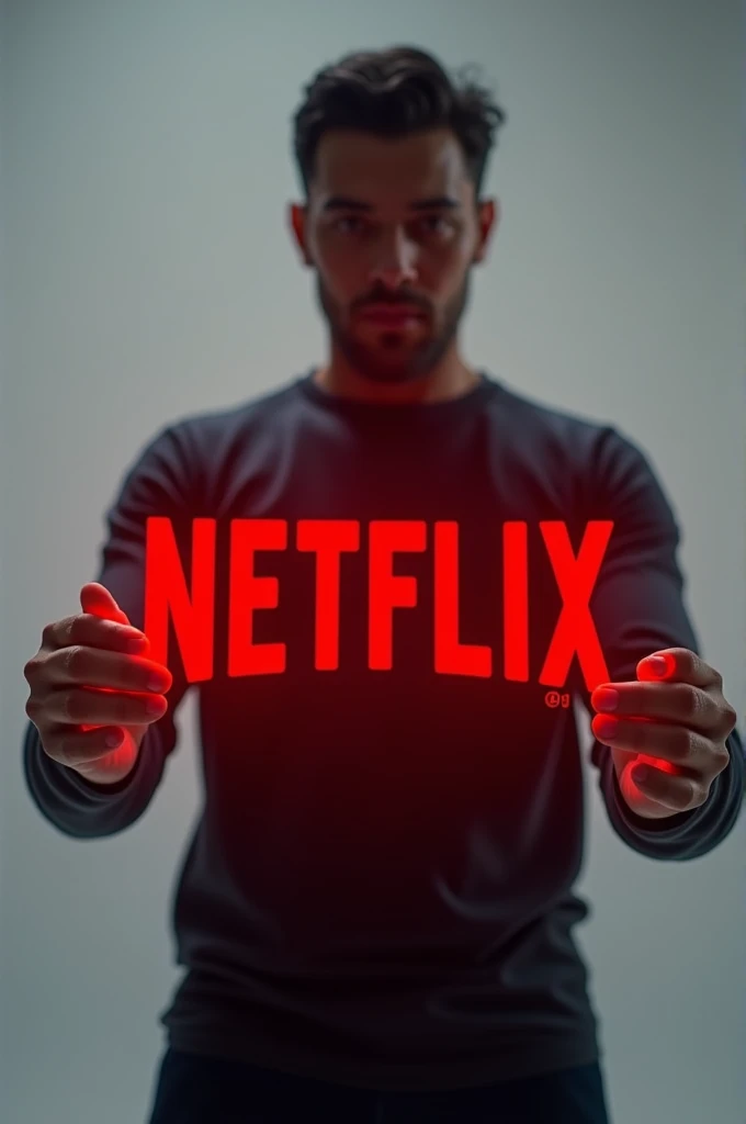 HOLDING THE NETFLIX LOGO