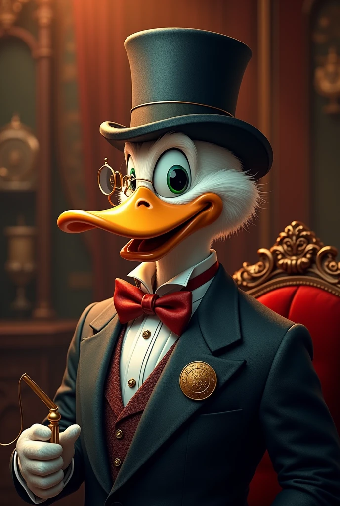 Logo of a cap company and the character is the rich uncle duck and it says in the logo Caps E&m