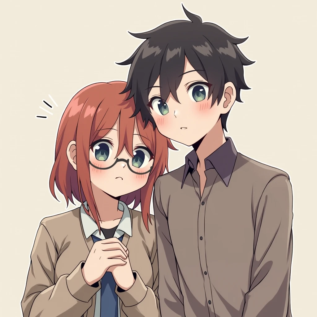 1boy and 1girl, leaning together, 