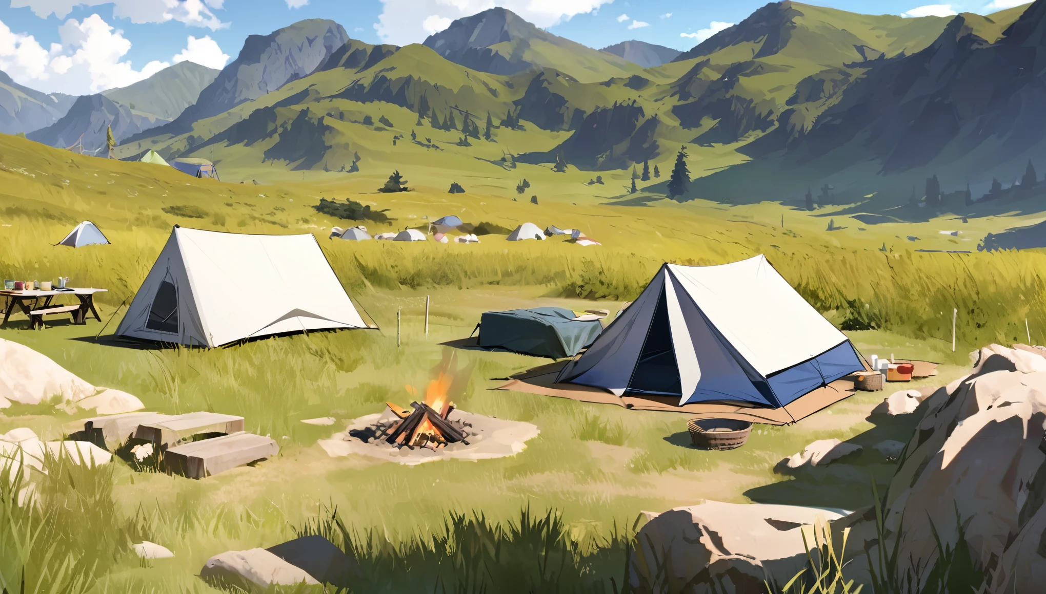 background,camp site,In the mountains,noon