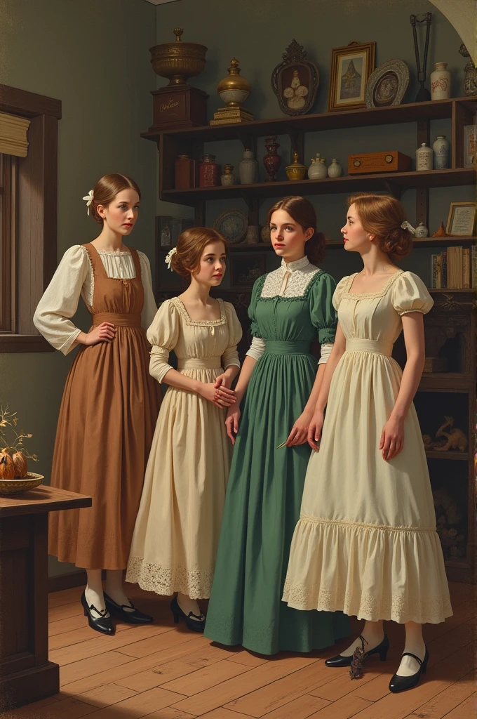 What the March sisters would look like according to their description in the book Little Women