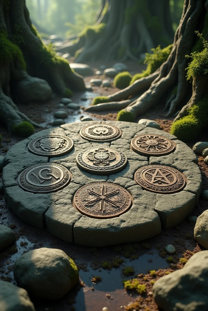 Ancient runes each representing an element (ten runes in total)