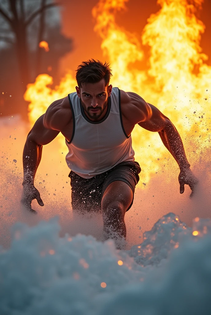 Sports shirt, Man who breaks through fire and ice