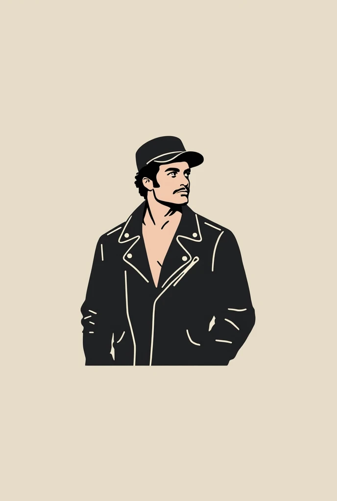make a logo in reference to Rocky Balboa for a clothing store, minimalistic, and in reference to the MEN&#39;S FASHION STORE called "Balboa", make him like in his first movie, with hat and leather jacket
