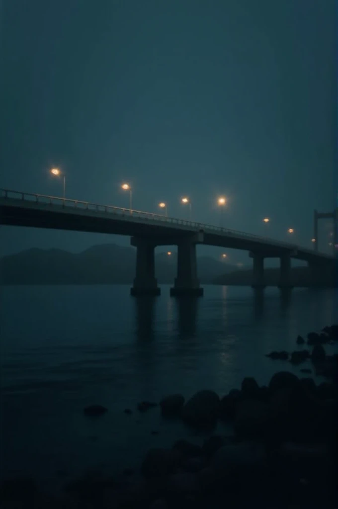 Real blurry night bridge