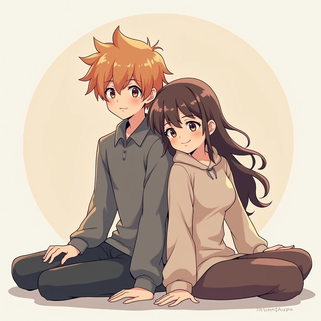 1boy and 1girl, leaning together,