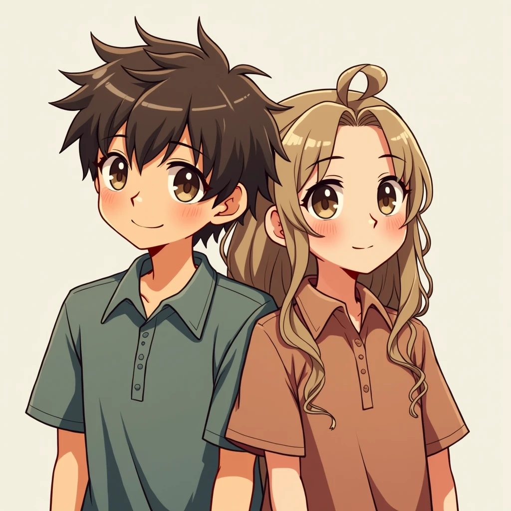 1boy and 1girl, leaning together, 