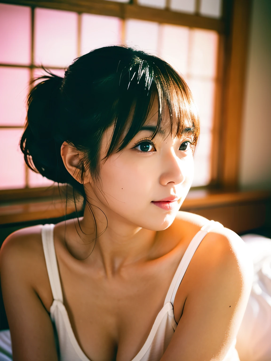 Photo of Pretty Japanese woman,nsfw,round face,high quality, shot on iPhone,bedroom